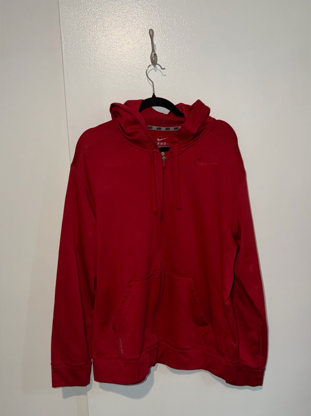 Unisex Nike Dri-FIT Red Full Zip Hoodie Athletic Jacket Size XL